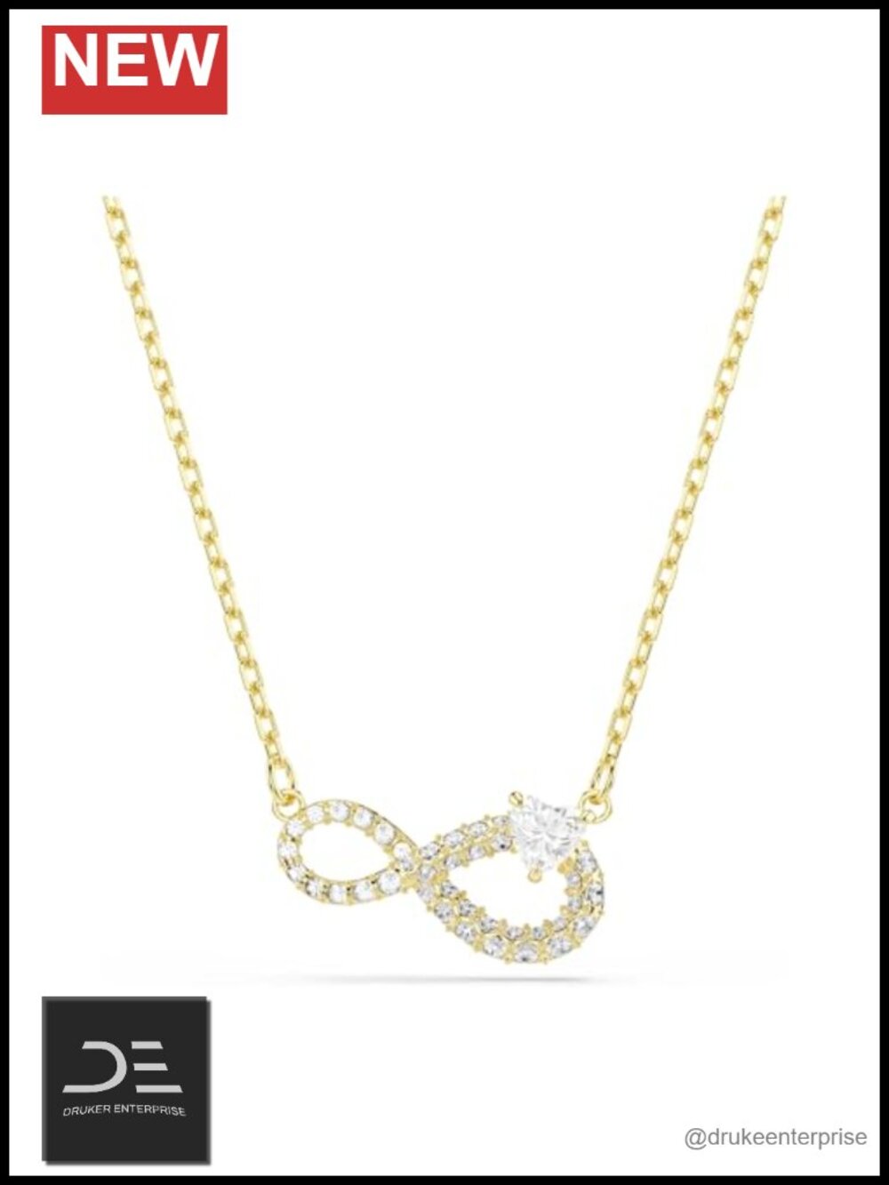 Swarovski Hyperbola Crystal Pendant Necklace Gold Plated Pavé Adjustable